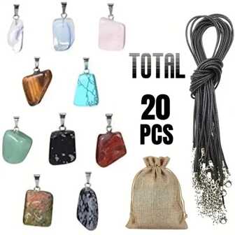 10pcs Asymmetrical Pendant +10pcs Wax Line, Suitable For Halloween, Thanksgiving, Christmas Gifts, Storage Bag