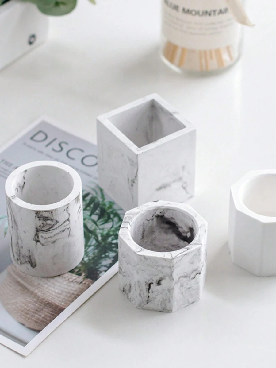 Round Square Plaster Silicone Mold DIY Small Flowerpot Concrete Mold Candle Container Mold - As Shown - View 1