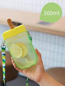Chai nước 300ml kiểu Popsicle có ống hút - Bền, nhẹ và di động, lý tưởng cho chuyến du lịch trong kỳ nghỉ có dây đeo - Màu vàng - Xem 1