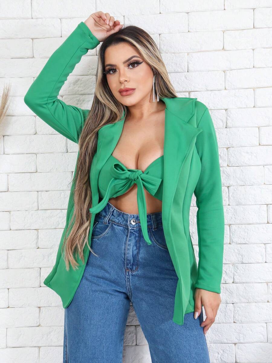 Women Blazers - xanh quân đội - Xem 1