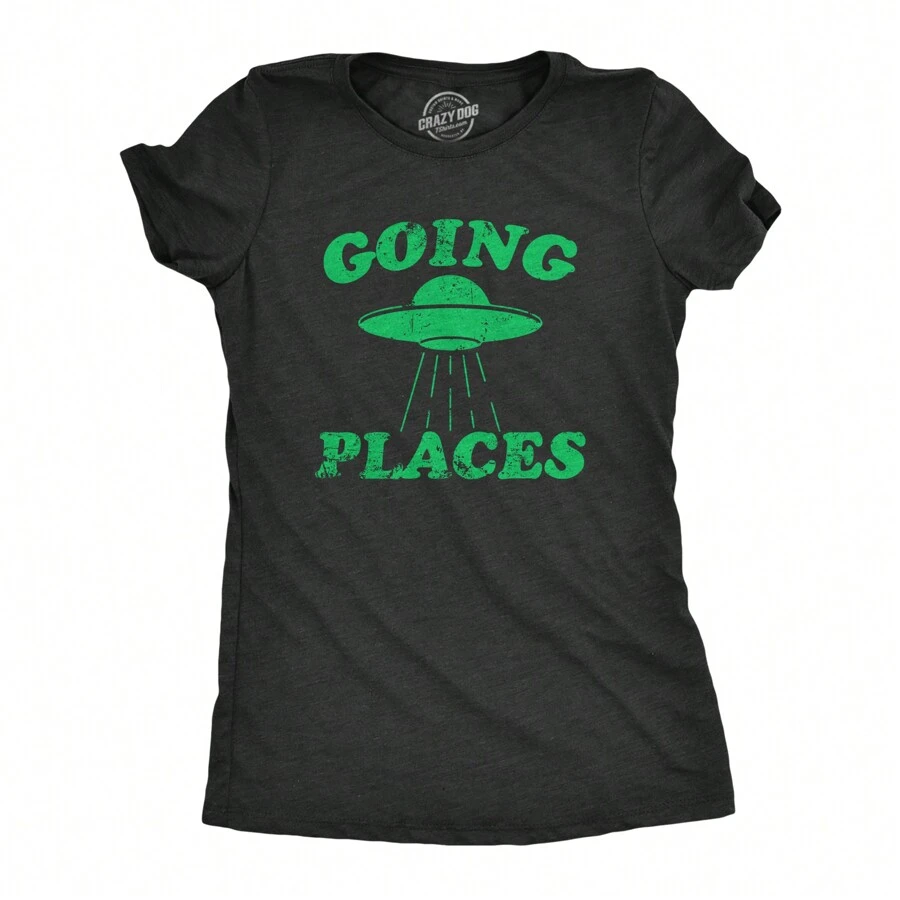 Womens Going Places T Shirt Funny Alien UFO Taken Joke Tee For Ladies Funny Womens T Shirts Cute Vintage Fashion Casual Ladies T-Shirt Gift - 希瑟.布萊克 - 查看 1