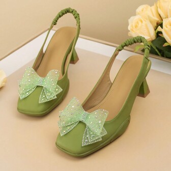 1 Pair 3-Layer Green Mesh Rhinestone Shoe Clips, Suitable For Wedding Shoes, High Heels, Flats, DIY Detachable Shoe Decor