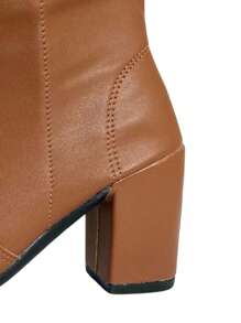 Coturno Bota Feminina Bico Fino Cano Baixo Zíper 1015 - Caramelo - Visão 2