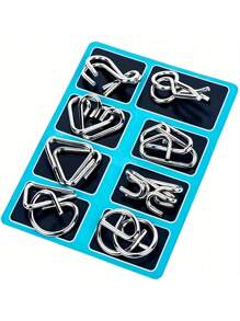 24 szt./8 szt. Metalowa łamigłówka dla dzieci, metalowa edukacyjna zabawka łamigłówka odblokowuje interaktywne gry rodzic-dziecko, ćwiczy zdolność myślenia dzieci, poprawia ich zdolności manualne i przygotowuje idealny edukacyjny prezent urodzinowy dla dzieci, gry, puzzle, gra, gry, gra, puzzle, kolor> gra mózgowa, magnetyczna gra w szachy, wypełniacze skarpet dla dzieci