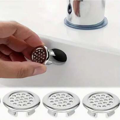 4pcs/Set Ceramic Sink Overflow Cover For Vanity, Bathroom Container For Sink, Round Decorative Cap For Kitchen Basin Insert, Decorative Ring For Washbasin Drainage Hole And Faucet Accessories