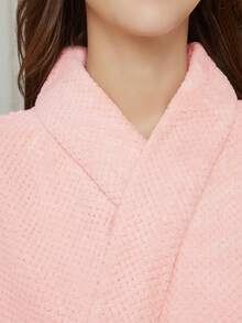 珊瑚絨菠蘿格繡花成人/學生浴袍/睡衣，加厚，加長，吸水，柔軟，不掉毛，家居睡衣/浴袍適用於成人/學生，1件裝 - 粉色 - 查看 6