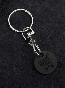 1 pieza Moneda de metal con logotipo de carrito de supermercado, gancho de langosta, llavero creativo, disponible al por mayor, un regalo para mamá, accesorio para coche, dije para bolso, accesorio escolar, lindo, gótico, Y2K