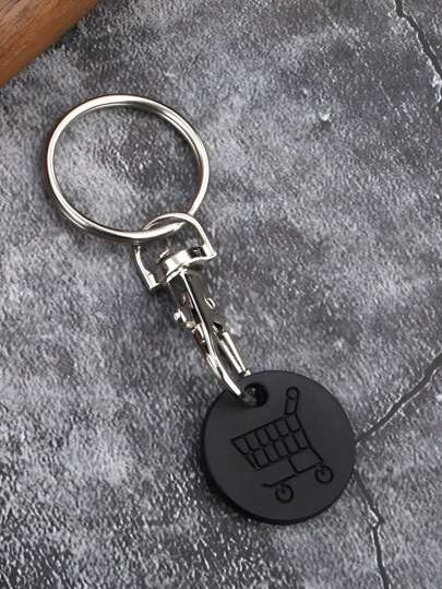 1pc Supermarket Trolley Logo Coin Metal Token Lobster Clasp Creative Keychain