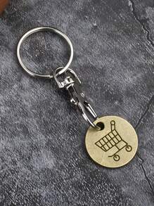 1 pieza Moneda de metal con logotipo de carrito de supermercado, gancho de langosta, llavero creativo, disponible al por mayor, un regalo para mamá, accesorio para coche, dije para bolso, accesorio escolar, lindo, gótico, Y2K