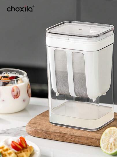 choxila 1 pieza Colador de yogur, fabricante de queso y yogur con malla fina, colador de alimentos reutilizable, utensilios de cocina domésticos lavables con tapa para hacer yogur espeso, leche de soja