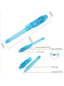2 Caneta De Tinta Invisivel Retroiluminação Led Caneta Marca - Azul - Visão 4