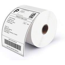 Rollo de etiquetas de envío térmicas de 4''x6'' (10cm*15cm), 325 etiquetas/rollo, compatibles con Rollo Zebra MUNBYN JADNES Phomemo IDPRT, grado comercial, adhesivo permanente, perforadas - Blanco - Ver 1