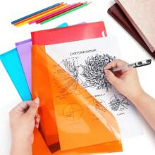 8pcs Clear File Folders Plastic Project Pockets, Colored Project Sleeves, Plastic Paper Sleeves Folders For Letter Size And A4 For School And Office Supplies - Multicolor - View 5
