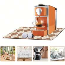 1pc Simple Cat Design Diamond-Shaped Anti-Slip Dish Drying Mat - Super Absorbent & Wear-Resistant Coffee Machine Mat, For Home Kitchen Supplies And Outdoor Patio Table Decoration - Multicolor - View 6