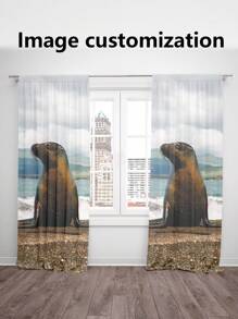 2pcs Customized Curtains,DIY Customized Throw Pillow Home Decorative,Wedding Gift ,Birthday Present,Anniversary Gift,Pet ,Baby Print Curtains - Multicolor - View 6