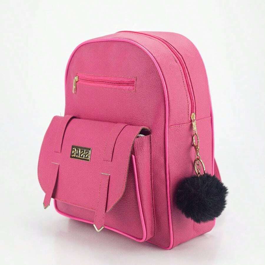 Women Fashion Backpacks - 玫紅色 - 查看 1