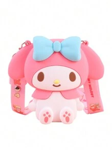 Sanrio 1Pc Genuine Sanrio Series Shoulder Bags Hello Kitty Kuromi Melody Sitting Position Crossbody Bag Kitty Cat Anime Character Silicone Purse Decorate Accessories (Some Parts May Be Random), Hello Kitty Pink, Pompompurin