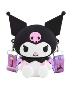 Sanrio 1Pc Genuine Sanrio Series Shoulder Bags Hello Kitty Kuromi Melody Sitting Position Crossbody Bag Kitty Cat Anime Character Silicone Purse Decorate Accessories (Some Parts May Be Random), Hello Kitty Pink, Pompompurin