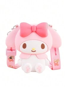 Sanrio 1Pc Genuine Sanrio Series Shoulder Bags Hello Kitty Kuromi Melody Sitting Position Crossbody Bag Kitty Cat Anime Character Silicone Purse Decorate Accessories (Some Parts May Be Random), Hello Kitty Pink, Pompompurin