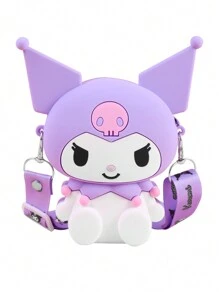 Sanrio 1Pc Genuine Sanrio Series Shoulder Bags Hello Kitty Kuromi Melody Sitting Position Crossbody Bag Kitty Cat Anime Character Silicone Purse Decorate Accessories (Some Parts May Be Random), Hello Kitty Pink, Pompompurin