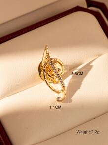 1入 - 26英文字母鑲鑽合金胸針，時尚多用途領夾 - 金黃色 - 查看 32