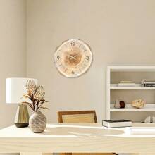 1 件艺术时尚木质贴面年轮挂钟，采用扁平木质横截面设计墙壁装饰，适用于客厅、卧室、厨房、办公室装饰，12 英寸、14 英寸、16 英寸（不含电池），家居装饰，房间装饰 - 淺色木紋年輪ZSH002 - 查看 6