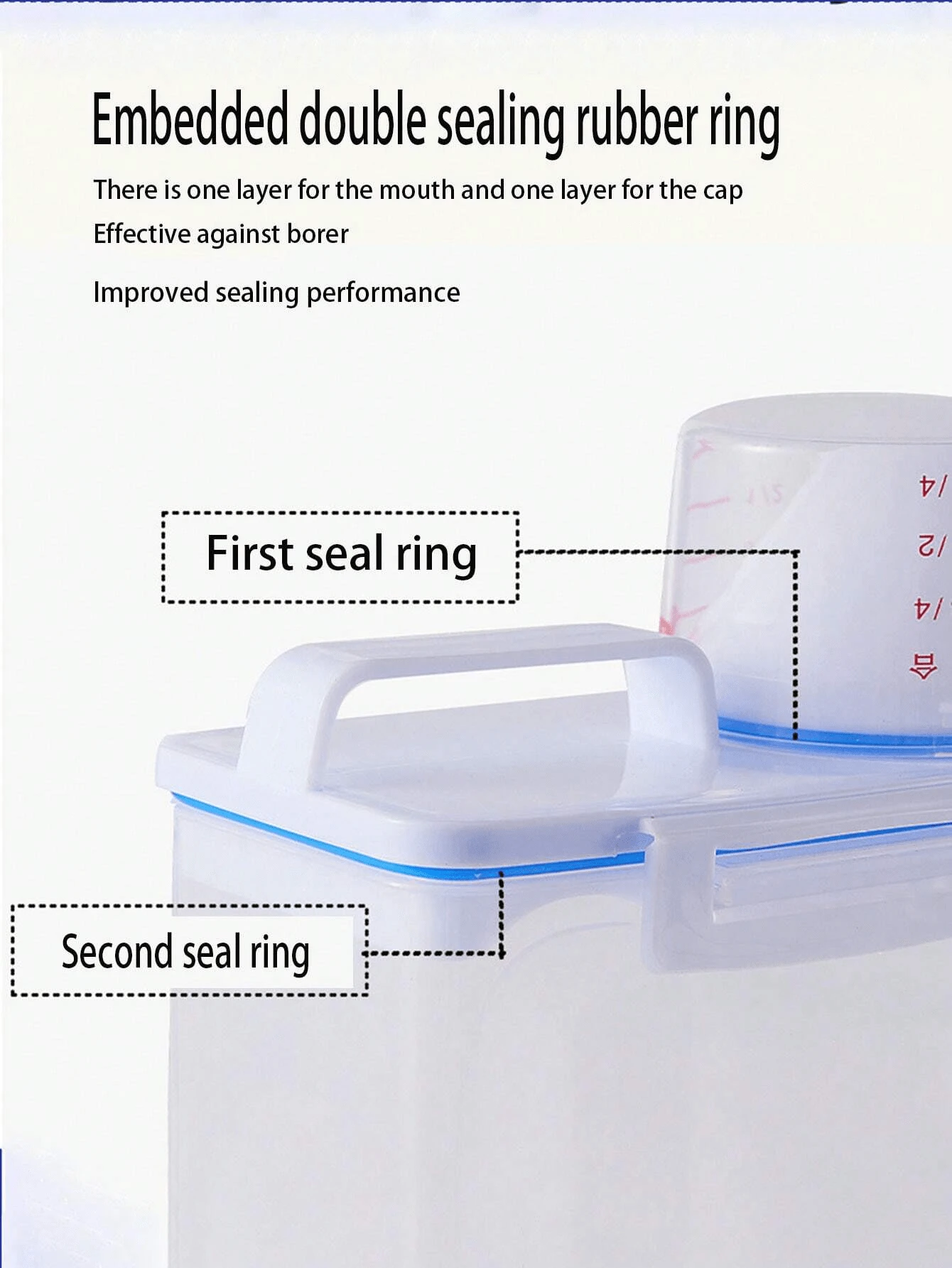 Bucket For Measuring Rice 1pc Household Multi-Purpose Sealed Rice Bucket With Measuring Cup ...