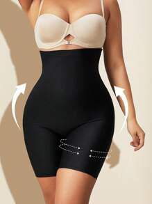 1pc Women High Waist Tummy Control Slimming Body Shaper Seamless Plus Size Shapewear - Black - View 7