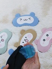 1pc Cute And Funny Sleep Mask For Kids And Students To Block Light For Sleeping, Can Be Used As Ice Pack Or Hot Pack For Napping And Eye Protection - Blue - View 2