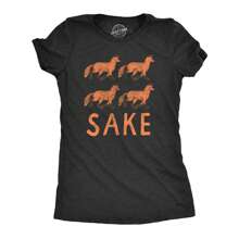 Womens  Four Fox Sake T Shirt Funny Sarcastic Play On Words Text Graphic Novelty Tee For Ladies Funny Womens T Shirts Cute Vintage Fashion Casual Ladies T-Shirt Gift - Heather Black - View 1