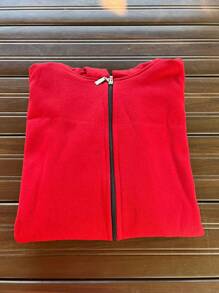 Men Zip-Up Hoodies - Red - View 2