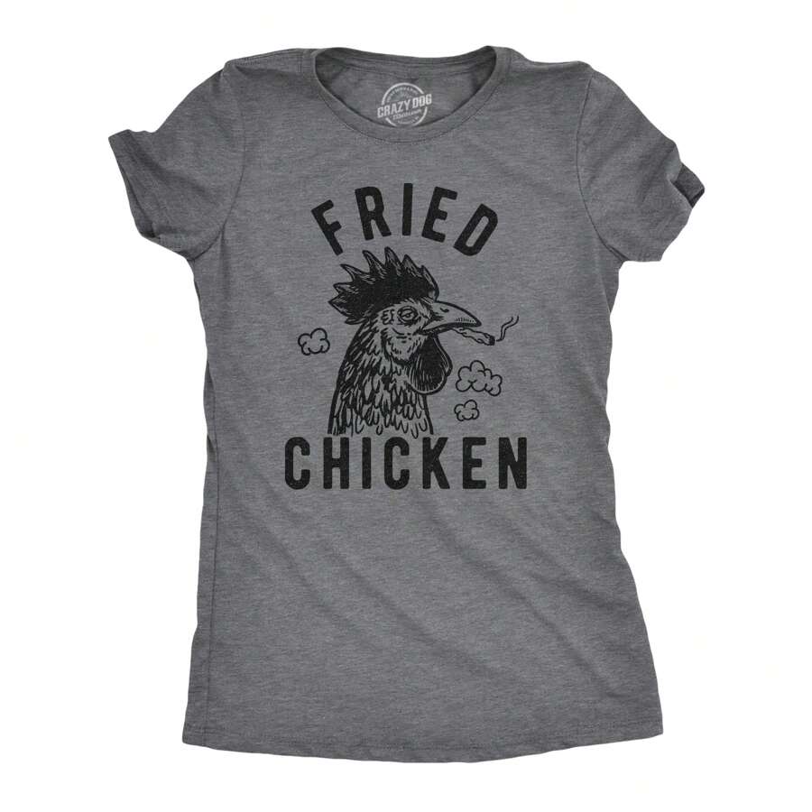 Womens Fried Chicken T Shirt Funny 420 Mary Jane Graphic Novelty Tee Funny Womens T Shirts Cute Vintage Fashion Casual Ladies T-Shirt Gift - Xám thạch nam đậm - Xem 1