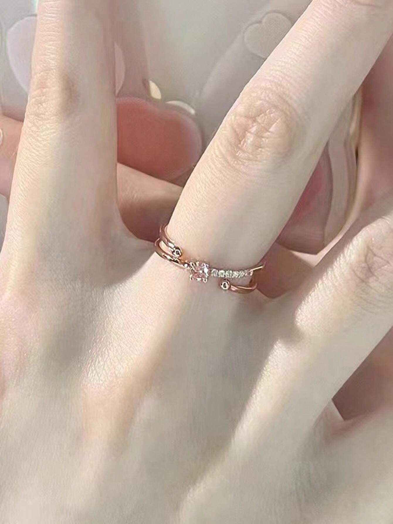 Anello In Argento Sterling S925 Con Rubino E Oro Rosa - Cuore Regolabile, Donne, Gioielli Di Lusso - Foto 12