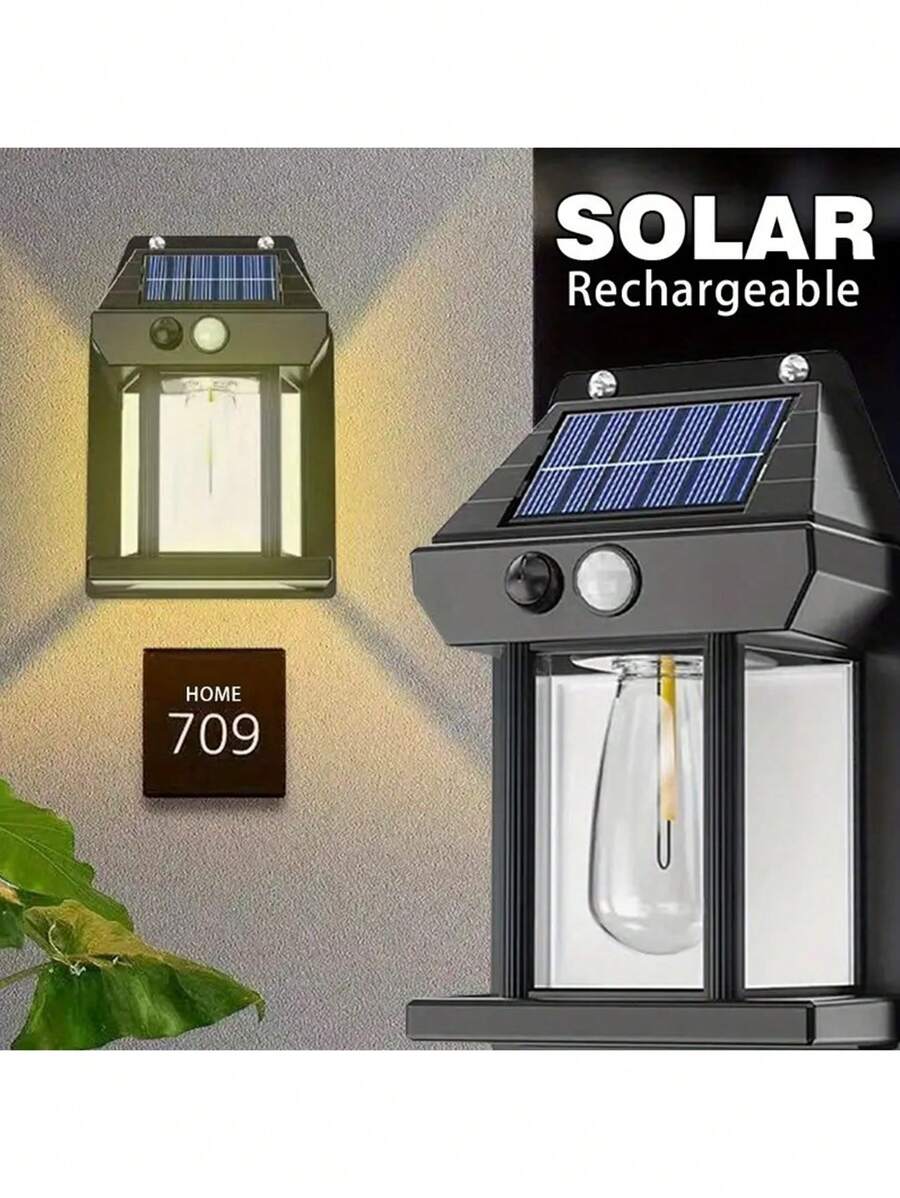 Đèn LED ngoài trời Bóng đèn năng lượng mặt trời Vonfram cảm ứng Đèn tường Đèn sân vườn Biệt thự sân vườn Đèn chiếu sáng ban đêm - Màu vàng - Xem 1