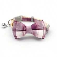 1入寵物領結項圈，帶格紋裝飾的寵物蝴蝶項圈，可拆卸和可調節寵物項圈，適用於貓和狗 - 彩色 - 查看 7