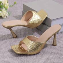 New Fashion Simple European And American Style Square Toe High Heel Ladies Sandals For Commuting And Versatile Wear