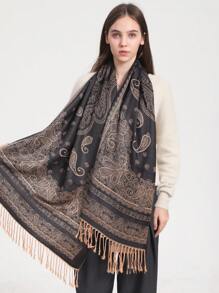 Eșarfă elegantă cu imprimeu Paisley Paisley, șal cu flori de trandafiri eșarfă lungă cu gradient, șal cu protecție solară de primăvară vară, eșarfă în stil de vacanță