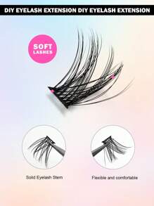 Asiteo 120片簇状纤细单根假睫毛，蓬松簇状假睫毛，DIY睫毛嫁接，打造柔和自然妆效，适合沙龙和居家使用，睫毛簇，单根假睫毛，假睫毛 - 黑色 - 查看 2