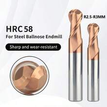 Ball Nose End Mill 2 Flutes R2.5mm R3mm Cnc End Milling Cutter For Metal Face And Slot Machining HRC58 Coated End Mills - Bronze - View 2