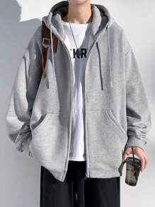 Men Zip-Up Hoodies - Light Grey - View 1