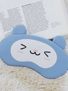 1pc Cute And Funny Sleep Mask For Kids And Students To Block Light For Sleeping, Can Be Used As Ice Pack Or Hot Pack For Napping And Eye Protection - Blue - View 1