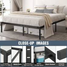 OYAJIA Single / Double / King Size Metal Bed Frame Bed Platform Bed Base 3ft 4ft6 5ft,90*190cm,135*190cm,151*190cm - Black - View 7