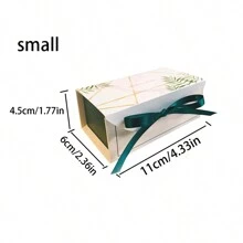10pcs Leaf Print Gift Box With Ribbon, Paper Candy Box For Wedding