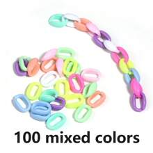 100 piezas de cadena de acrílico en colores surtidos, anillo de salto de plástico, llavero y bolsa, accesorios para joyería DIY, cadena de enlace abierto de arco iris
