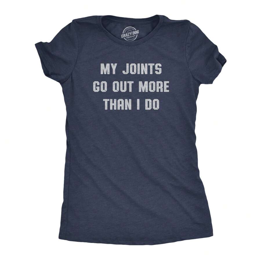 Womens My Joints Go Out More Than I Do T Shirt Funny 420 Introverted Herb Smoking Tee For Ladies - 希瑟海軍藍 - 查看 1