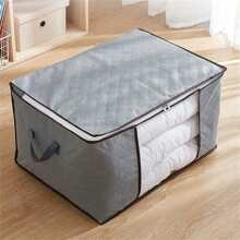 1pc Large Storage Bag Organizer Clothing Storage Container With Handle, For Bedding, Quilt, Clothes, Closet, With Clear Window Zipper