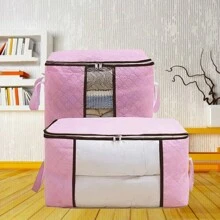 1pc Large Storage Bag Organizer Clothing Storage Container With Handle, For Bedding, Quilt, Clothes, Closet, With Clear Window Zipper