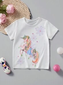 Tops con gái lớn Hoạt hình Hoa Giải trí - trắng - Xem 1