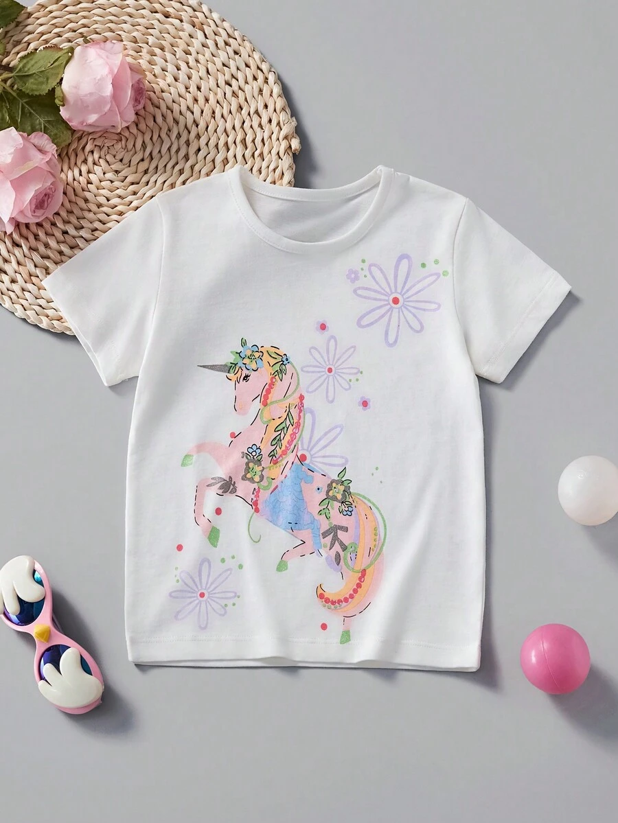 Tops con gái lớn Hoạt hình Hoa Giải trí - trắng - Xem 1