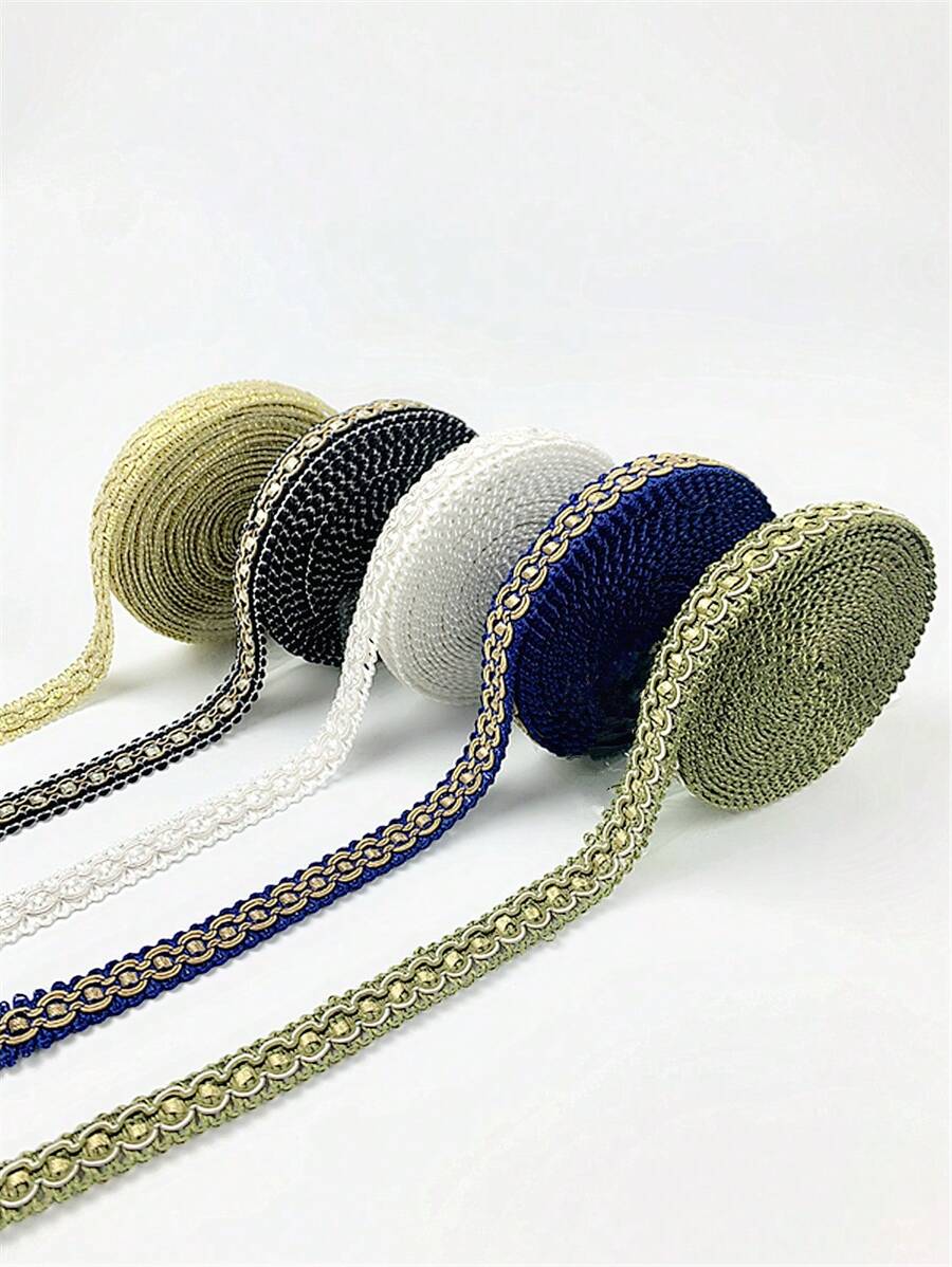 1 Roll 18mm Width  Double-Colored Lace Trim Polyester Woven Tape For DIY Clothing Accessories